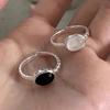 Real  Sterling Silver Twisted Oval Zircon Opening Rings for Women Minimalist Trendy Fine  Geometric Accessories
