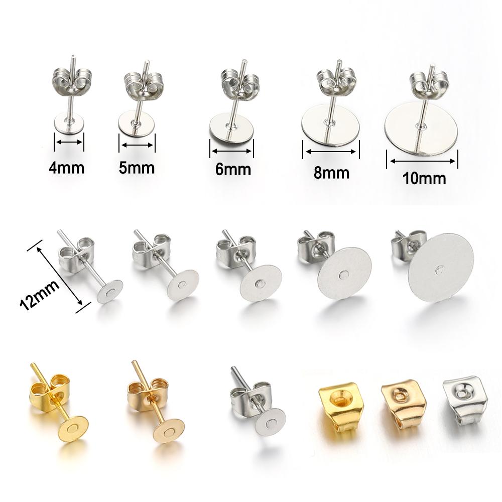 100 Stück Ohrstecker Basis Rohlinge Stifte Ohrstecker Basis Set Pins Mit Ohrrücken Ohrstecker für DIY Schmuckherstellung Findings Zubehör