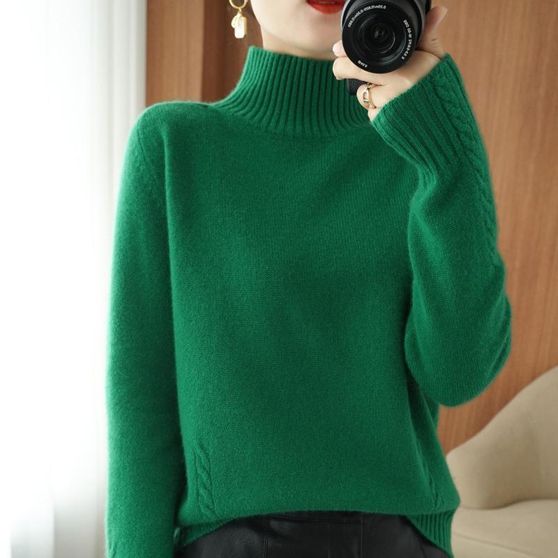 Turtleneck Sweater Women's New Autumn and Winter Thickened Loose and Versatile Soft Waxy Warm and Thin Early Autumn Knitted Bottoming Shirt
