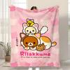 Character Rilakkuma Throw Kid-Friendly Flannel Throw Blanket Soft Warm Anti-Static Washable All Season