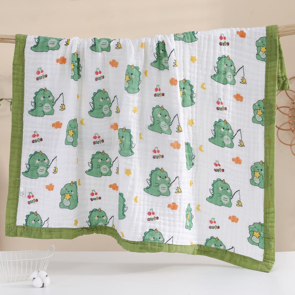 Pătură personalizabilă cu șase straturi din bumbac seersucker pentru copii și prosop pentru bebeluș - Moale, absorbant și pătură cu margine lată