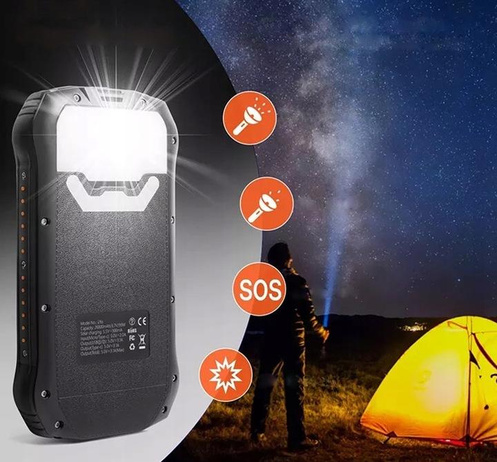 Powerbank 26800Mah Panel Solarny 26W Szybkie Ładowanie Indukcyjne Pancerny