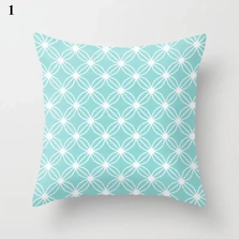 Light Blue Green Mint Cushion Cases Geometric Pattern Smooth Pillowcase American Style Comfortable Soft Home Decorations 45*45Cm