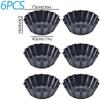 6 ks 7,5 cm Nepřilnavé vroubkované kulaté formičky ve tvaru chryzantémy z uhlíkové oceli na vaječný košíček, puding, koláč, DIY nástroj na pečení vaječných košíčků