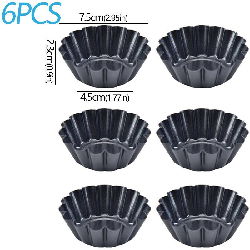 

6 шт. 7,5 см антипригарные рифленые круглые формы в форме хризантемы из углеродистой стали для яичного пирога, формы для пудинга, противень для пирога, инструмент для выпечки яичного пирога своими руками
