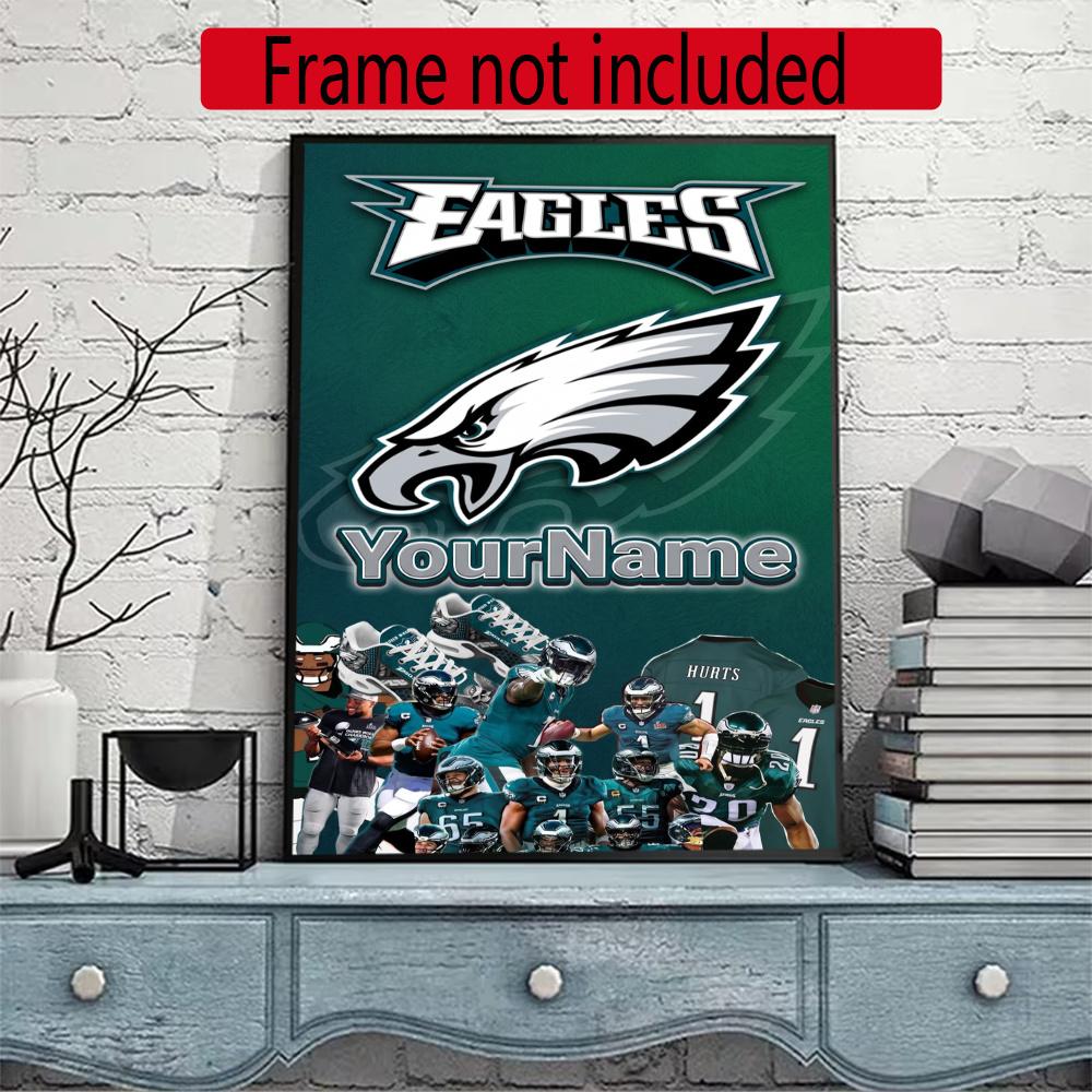 Philadelphia Eagles Customize Your Name Diamond Painting Round Diamond Diy Frameless Holiday Artwork Suitable For Home Office Wall Decoration