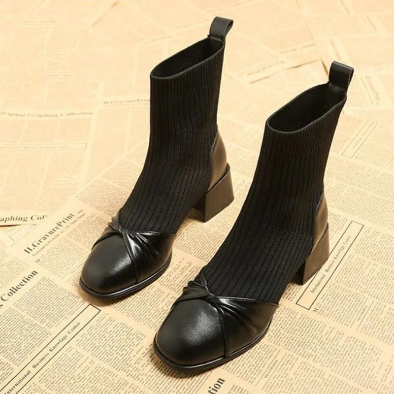 Fashion Autumn Ankle Boots for Women Winter 2024 Elastic Woman Short Shoes Hot High Quality Chic and Elegant Fashion New In Sale Booties