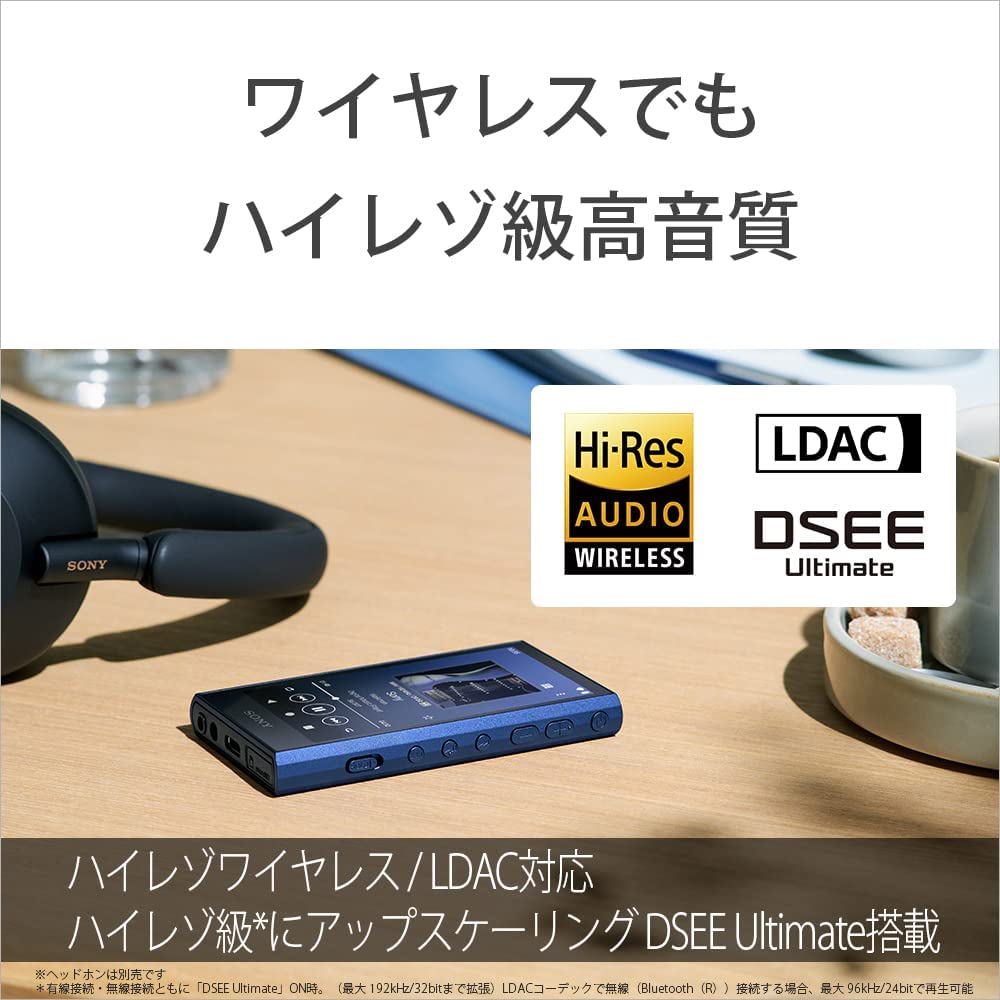 Sony Walkman 32GB A300 Series Streaming LDAC HD Codec MP3 microSD Card Touch Up to 36 Hours of Continuous 360 Reality Audio Black NW-A306 Wireless,