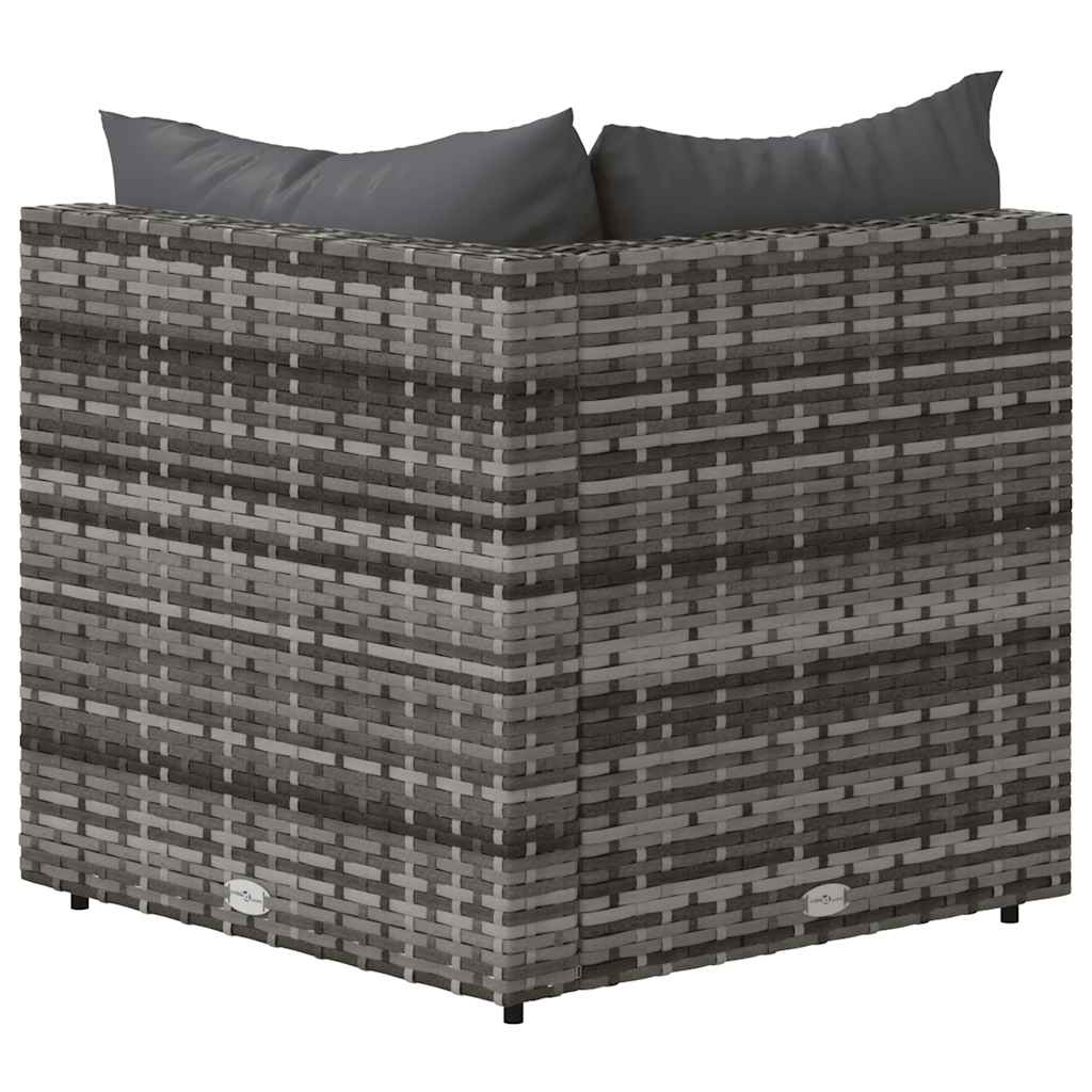 Garden Corner Sofa with Cushions Grey Poly Rattan