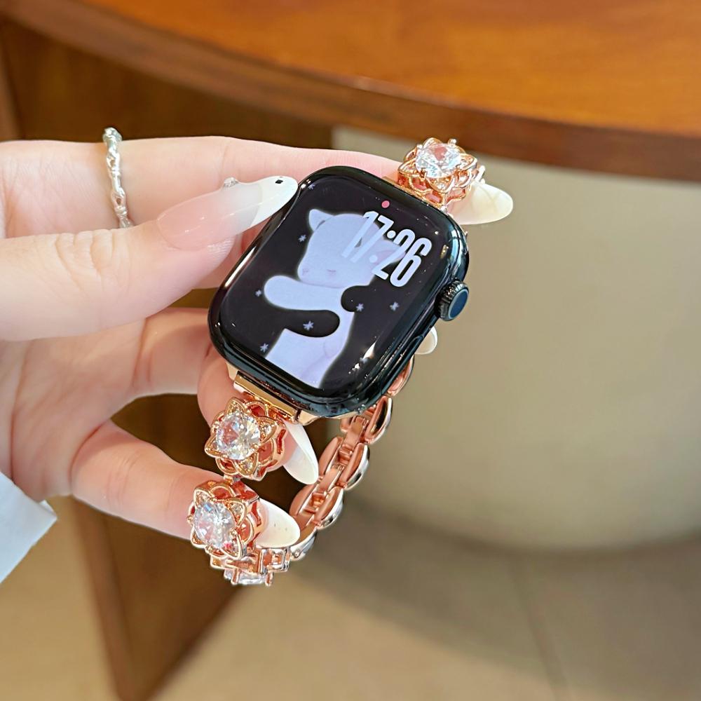 Sugar Color Diamond Compatible For Apple Watch Ultra band 49mm 40mm 42mm 44mm 45mm 38mm for iWatch Series 11/10/8/7/6/SE/9 Fashionable Handmade Strap