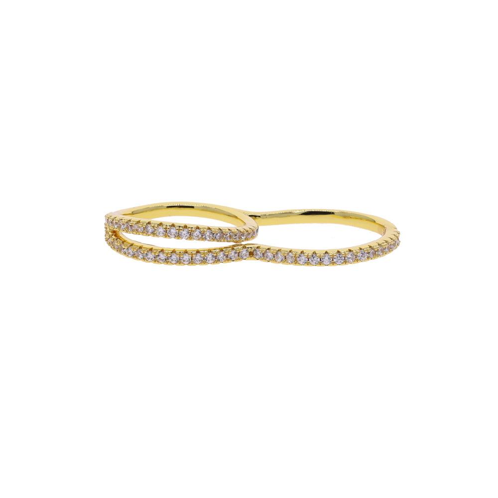 Cold Wind Cross Zircon Ring for Women Light Luxury High-end diamond Row Double Circle Ring Versatile Niche Jewelry for Commuting