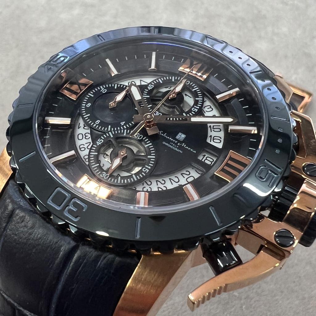 Salvatore Marra Stainless Navy Pink Gold Analog Quartz PGBL Men's Watch, Steel, Blue, Case, Waterproof, Movement, Chronograph, Business, Casual, Gift,