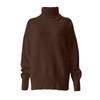 Women's Fashion Loose High Neck Long Sleeve Knit Personality Solid Color Casual Sweater