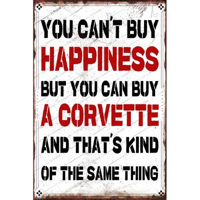 Retro Wall Decor You Can't Buy Happiness But You Can Buy a Poster Creative Aluminum Plates Printed Metal Tin Sign for Cafe Restaurant Bedroom Home