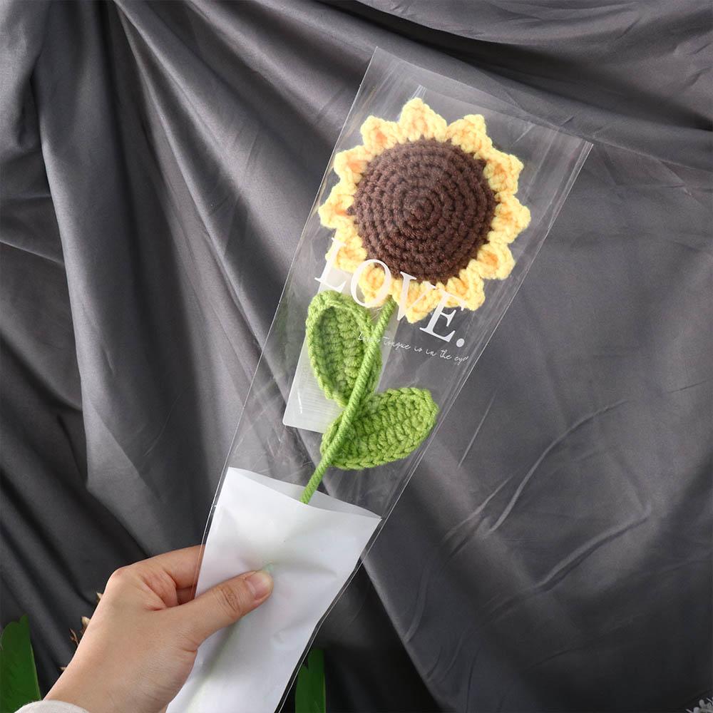 

Cotton DIY Finished Product Party Decoration Hand-knitted Knited Flower Sunflower Bouquet Table Fake Flowers Vase Ornament