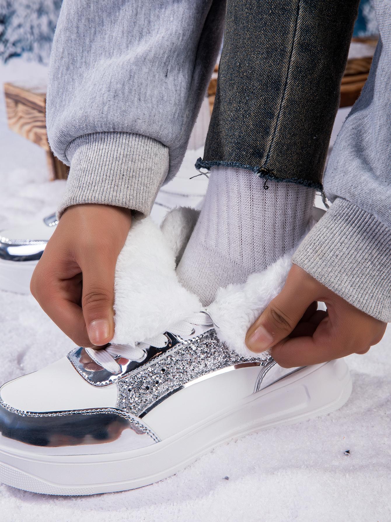 

Женские ботинки, зимние белые зимние ботинки, короткие стильные, водонепроницаемые, качественные плюшевые черные туфли с нескользящим верхом 40 белый