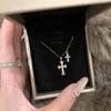 S925 Sterling Silver Cross Necklace for Women - Niche Design, Light Luxury, Sweet, Cool, and High-End Pendant.