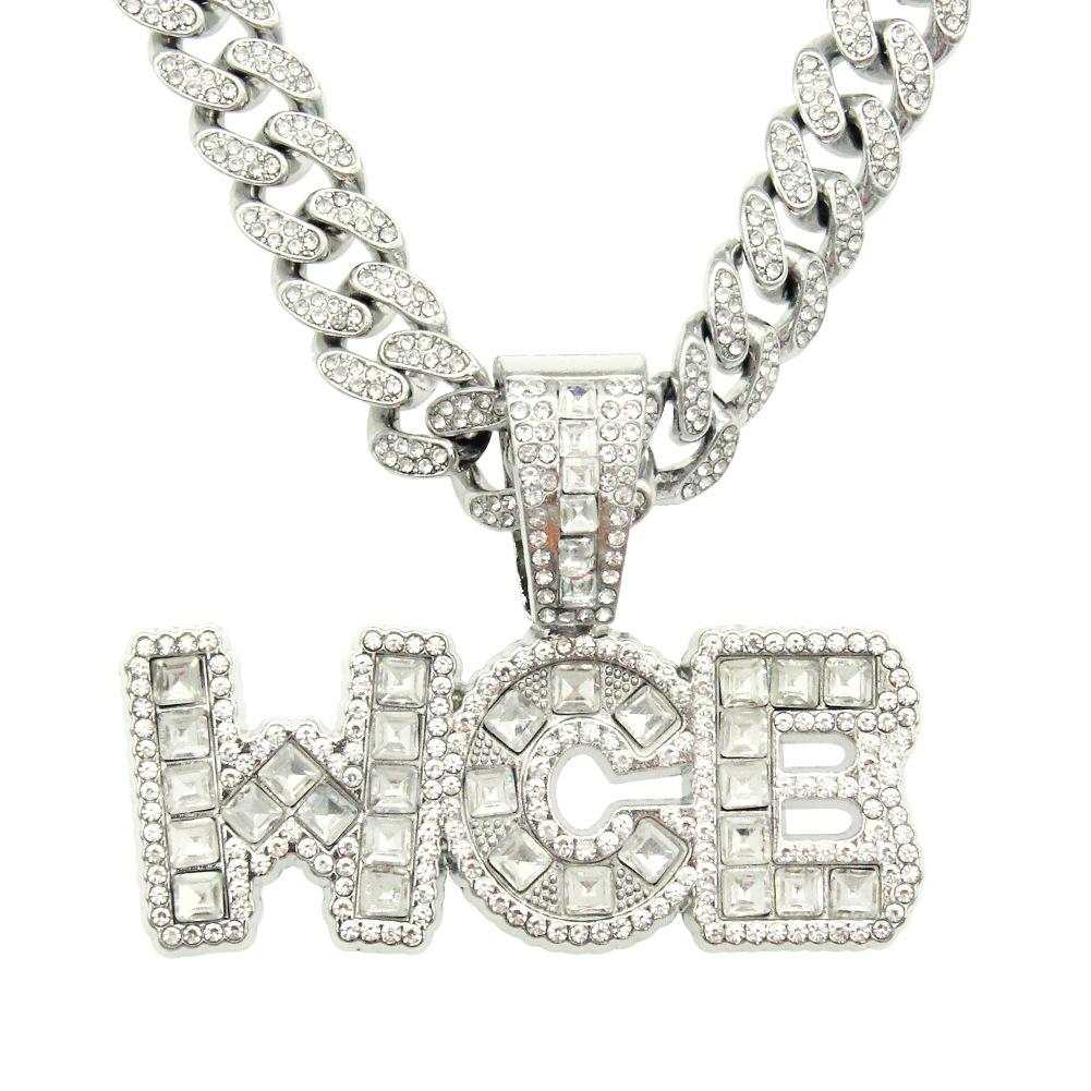 

Подвеска в виде буквы, кубинская цепочка, полная бриллиантового ожерелья, крутые танцевальные аксессуары в стиле ночного клуба в стиле европейский и американский хип-хоп