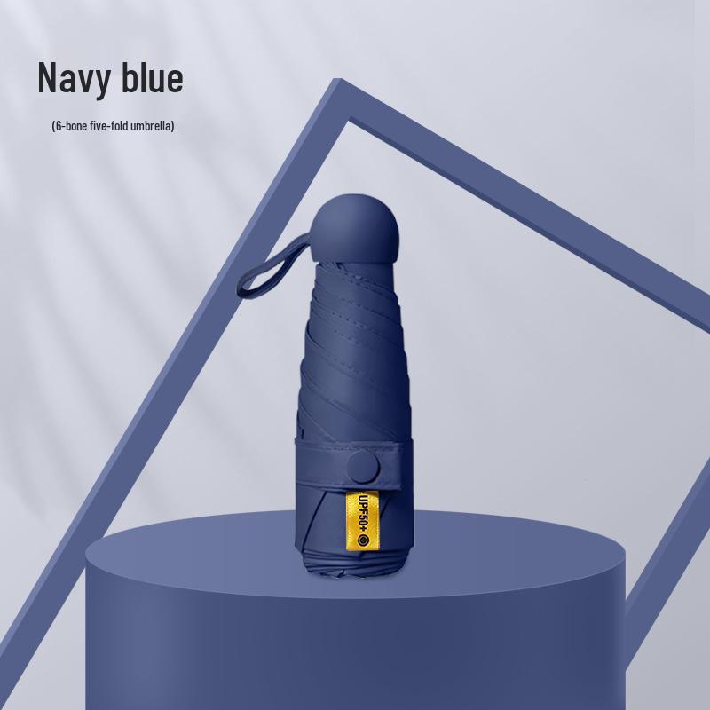 Kompakter UV-Schutz Faltbarer Regenschirm mit Schwarzer Fütterung