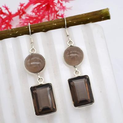 925 Silberohrring, Rauchquarzohrring, Ohrhänger, handgefertigter Schmuck, Geburtstagsgeschenk, Jubiläumsgeschenk, Brautjungferngeschenk