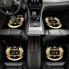 4pcs Car Floor Mat Set with Trendy Crown VIP Pattern Print, Size - Non-Slip Backing, Easy to Clean, Car Interior Accessory