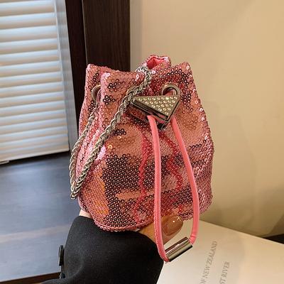 Party Mini Lipstick Bag Women New Luxury Sequin Chain Crossbody Bag Summer Temperament Versatile Bucket Handbags