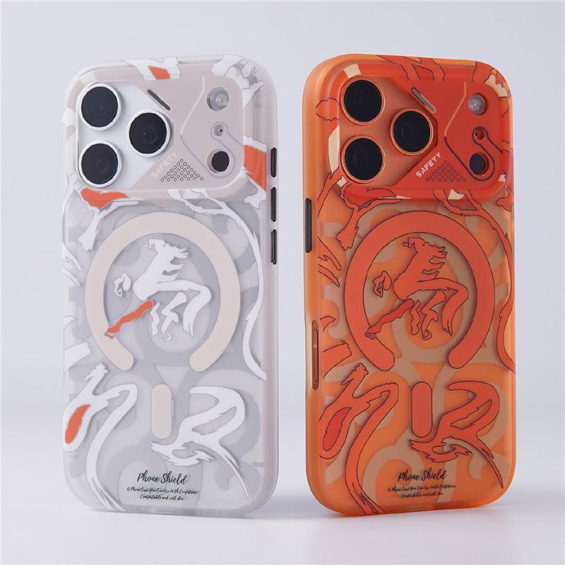 Custodia Protettiva con Lente Opaca Cavallo Astratto Graffiti Per iPhone 17 Air 17Pro 16 17Pro Max Per Copertura Caricatore Wireless Magsafe
