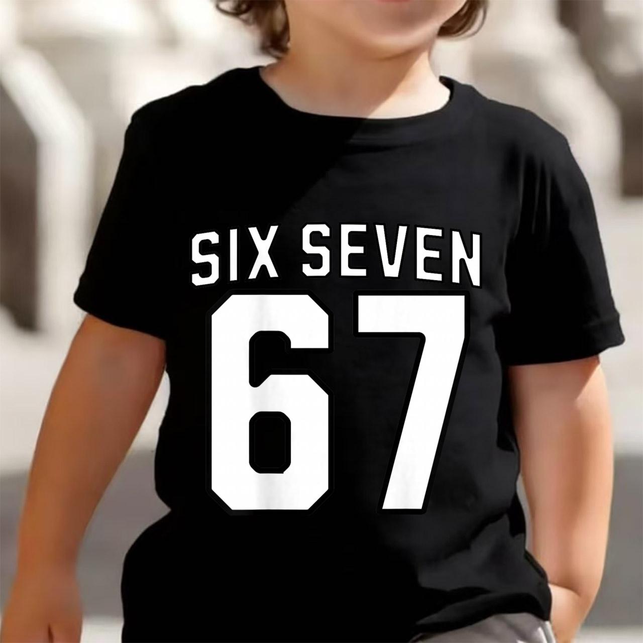 

Дитяча футболка з 3D-принтом номера 67 Зручна футболка з круглим вирізом та коротким рукавом Літній повсякденний спортивний топ Дитяча футболка 160