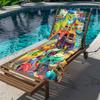 Dinosaur Monster Truck Beach Towel, Playful Graphic Art Quick-Dry Sand-Free Microfiber Bath Towel for Kids, Party and Camping