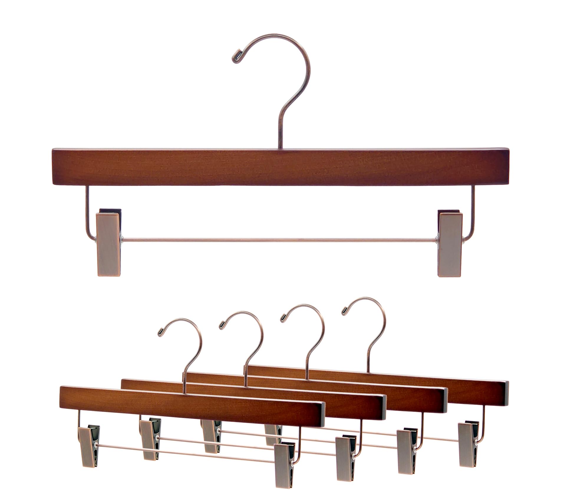 

Деревянные вешалки Ninian и Kino для брюк и комплект антикварных премиальных натуральных лотосовых вешалок для брюк и юбок, 5, коричневый, отделка, сохраняющие форму, дерево,