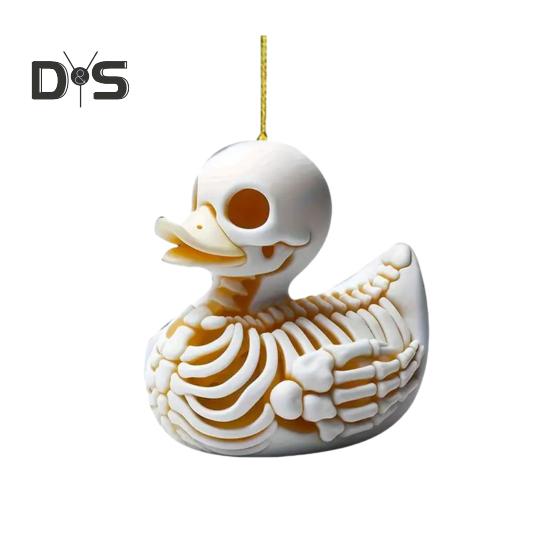 

Украшение для подвесного зеркала автомобиля в виде скелета утки, милый брелок в виде кошки, акриловое зеркало заднего вида, аксессуары для женщин и девочек, украшение на Хэллоуин 1