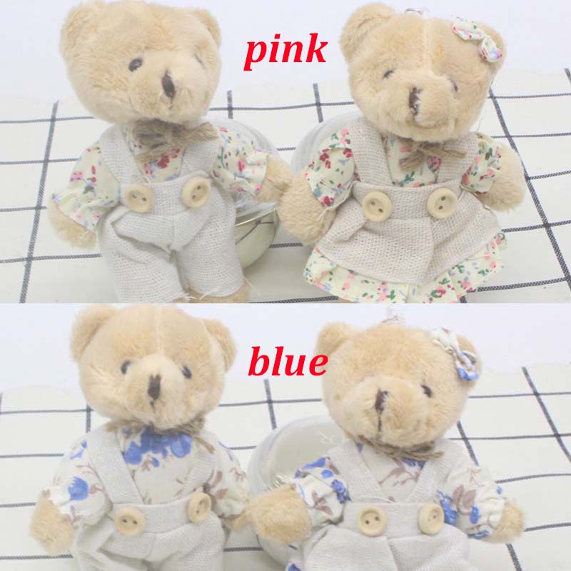 4Pcslot Couple Bear Rabbit Plush Toys Cute Linen Bunny Plush Doll For Girls Key Chain Bag Pendant Children Party Gift Wholesale