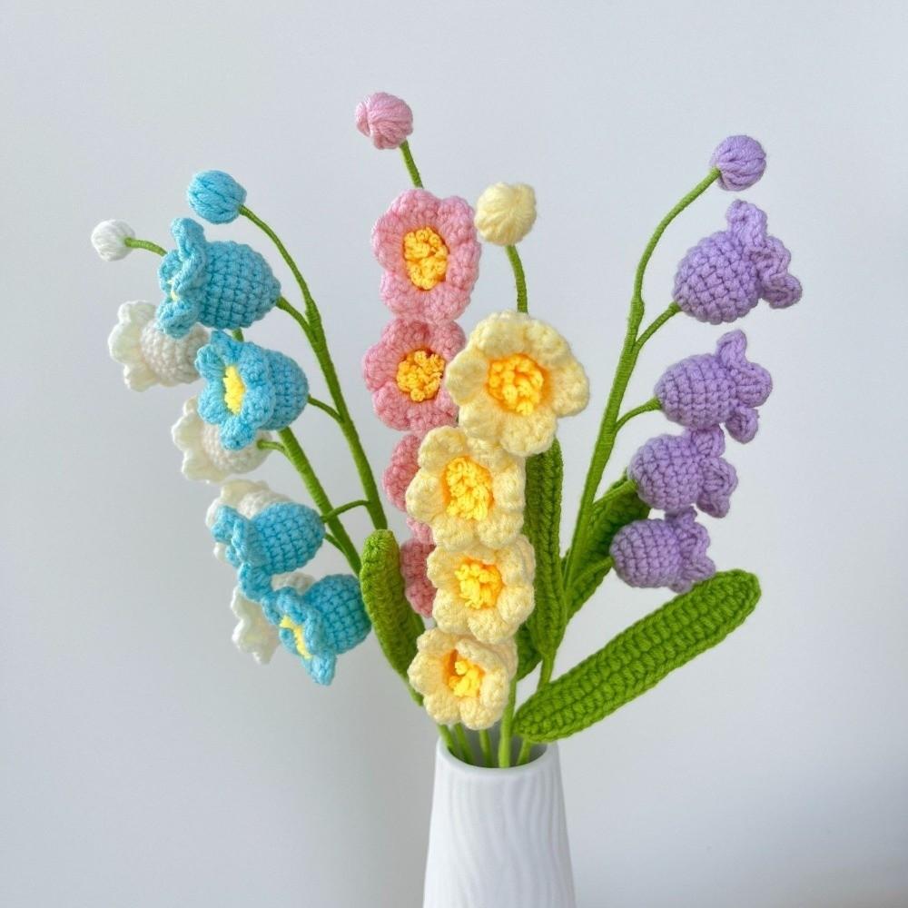 1pc Finished Product Lily of the Valley Crochet Flowers Hand-woven Knit Fake Flowers Party Wedding