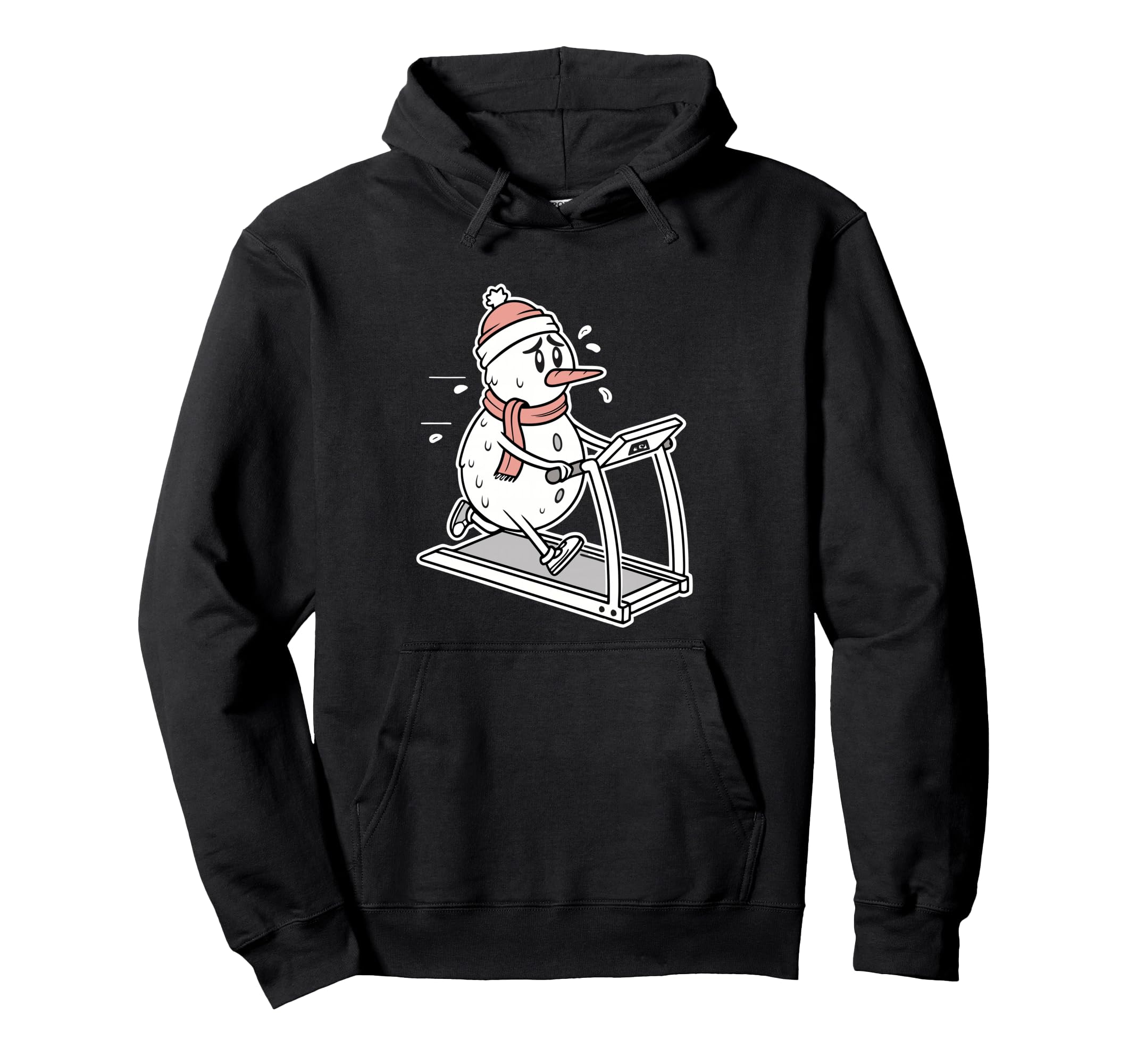 

Cute snowman on the treadmill at the Sweaty snowman hoodie gym. чорний