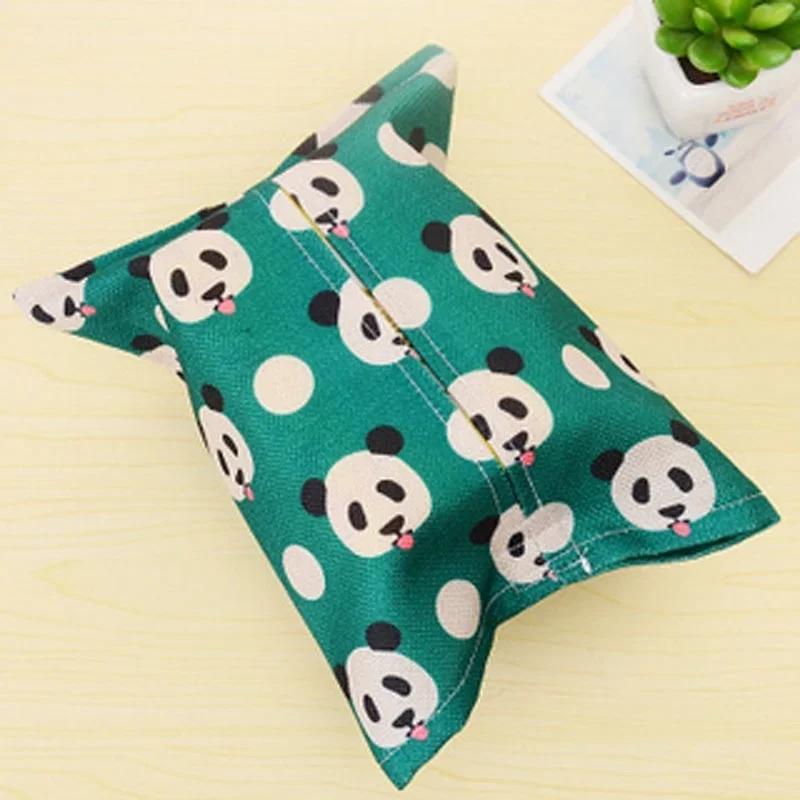 NEW Random Color Style Cartoon Animals Cotton Linen Tissue Box Towel Napkin Dispenser Storage Bag Paper Holder Cover Tissue Case