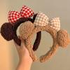 2025 Bowknot Little Bear Ear HairBand Female Winter Cute Cartoon Face Wash Hair Band HairHoop Korean Girl Hair Grotto Headband