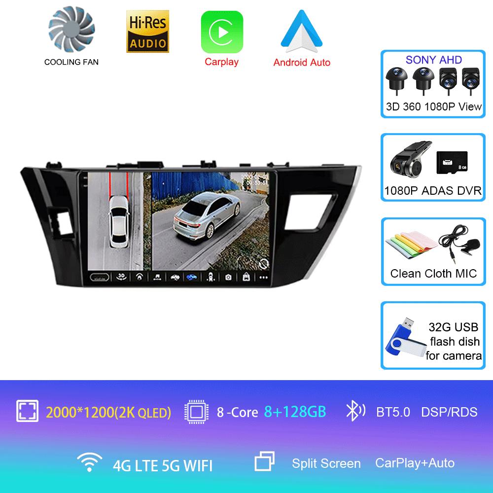 For Toyota Corolla Ralink 2013 2014 2015 2016 4G Android 14 Car Stereo Radio Multimedia Video Player Navigation GPS 2Din