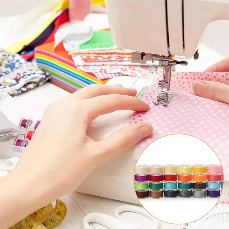 36 Colours High Quality Sewing Thread Boxed Bobbin Set, Suitable for Many Sewing Machines, with Bobbin Case, 36pc