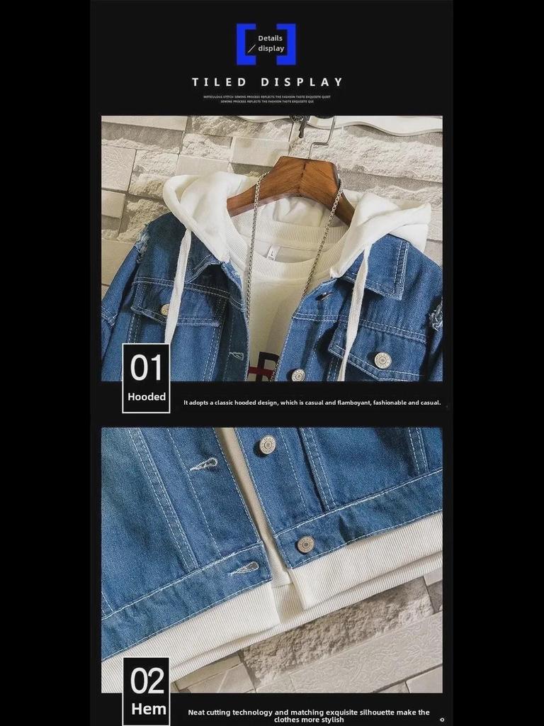 Men's Spring Denim Two-Piece Suit: Stylish Jacket & Pants Set