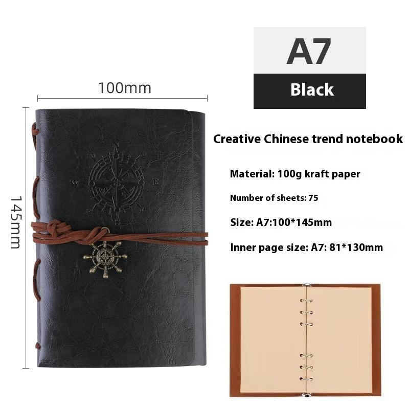 Vintage Pirate Ship Notebook Travel Diary Loose-leaf Notepad