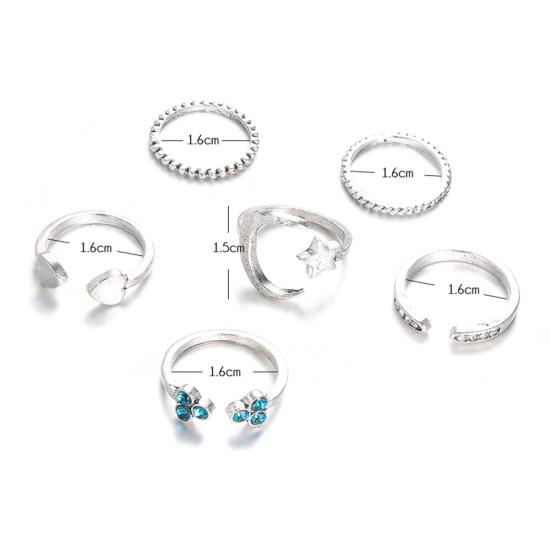 

6шт Луна Звезда Сердце Открытые Миди Кольца Набор Женские Ювелирные Изделия На Палец