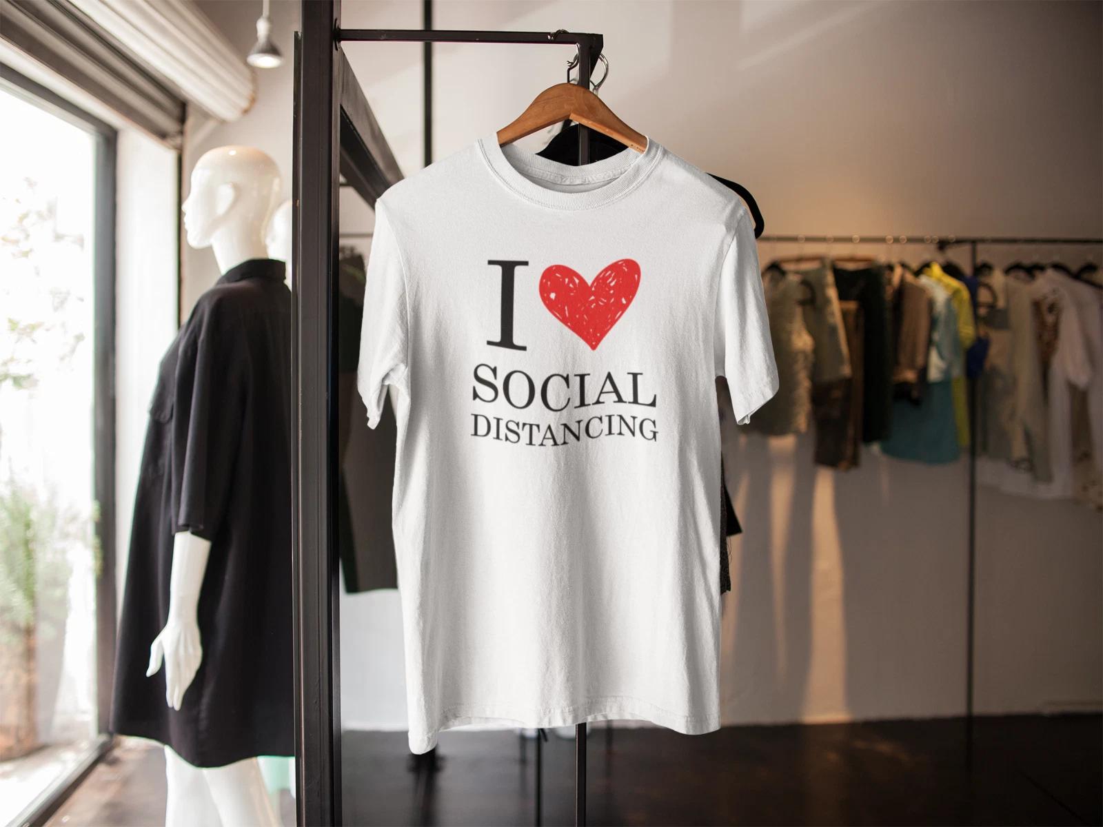 I LOVE SOCIAL DISTANCING T-shirt STAY HOME ADULTS KIDS XL