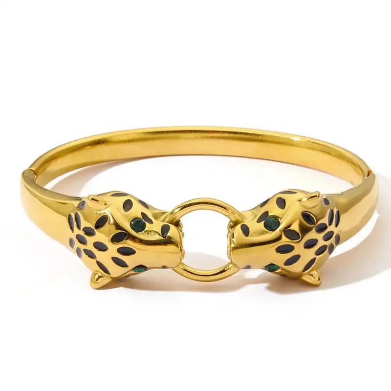 Новый высококачественный литой браслет с головой леопарда, универсальный модный браслет для женщин 17CM