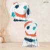 Women Plus Size Abstract Printed Round Neck Batwing Sleeve Ruffle Hem Top Fishtail Skirt Two Piece Set