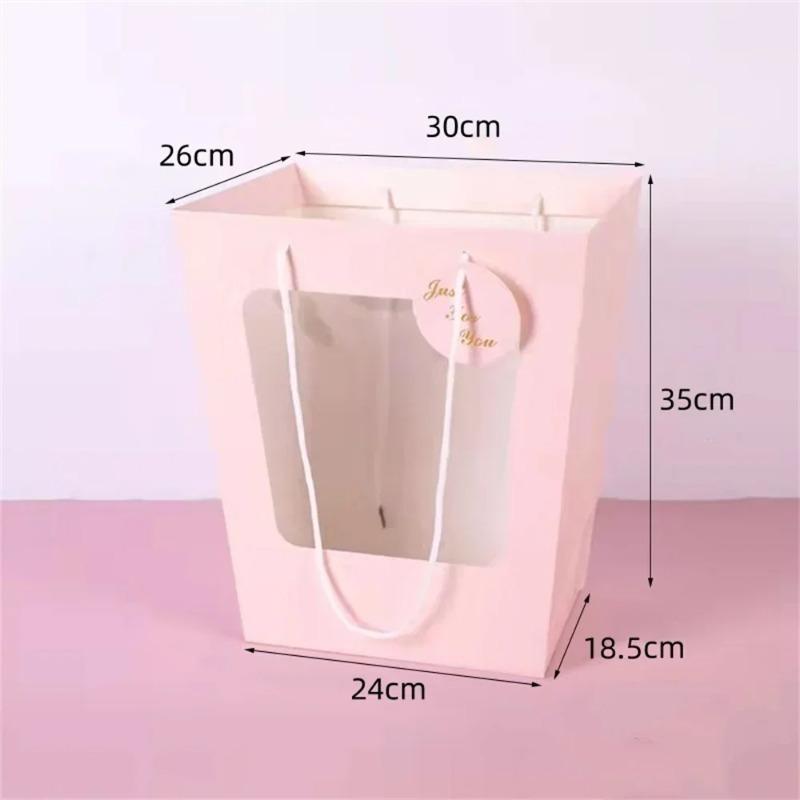 Trapezoid Window FlowerGift Bag Creative Handheld Bouquet Packaging for Mothers Day Birthday WeddingParty Favor Florist Supplies