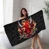 1pc Japan Samurai Oni Mask Microfiber Printed Beach Towel Mountain Climbing Yoga Beach Swimming Running Absorbent Soft Towel