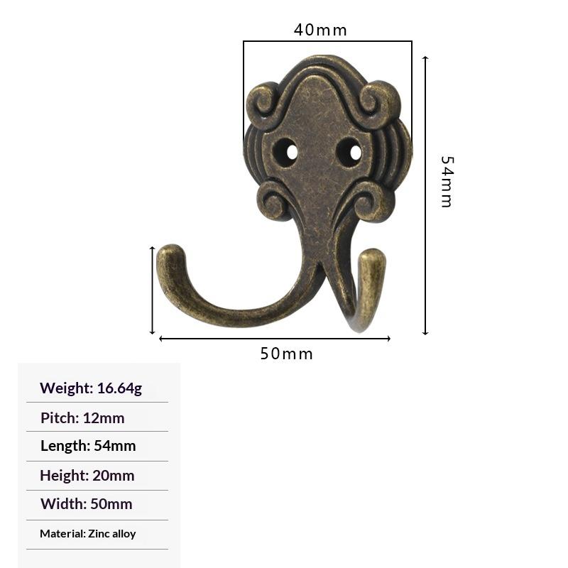 1Pcs Antique Double Head Coat Hat Bag Hanger Zinc Alloy Double Prong Hooks With Screws Portable Multifunctional Wall Hanging