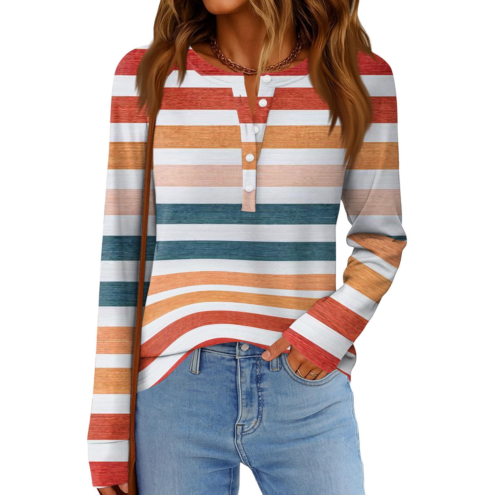 

Жіноча мода Вільний топ з довгим рукавом та круглим вирізом на кожен день XXXL