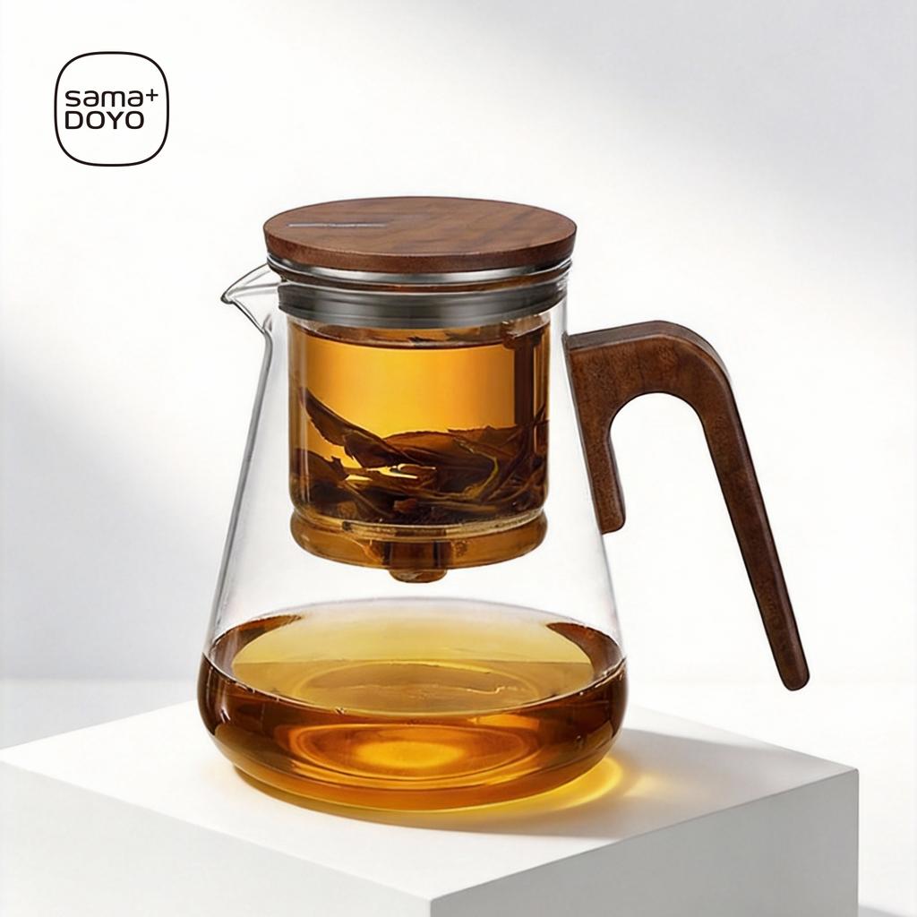 Bonston Elegant Cup Insulation Separation Bubble Teapot Heat-resistant Glass Teapot Simple Filter Tea Cup 500ml