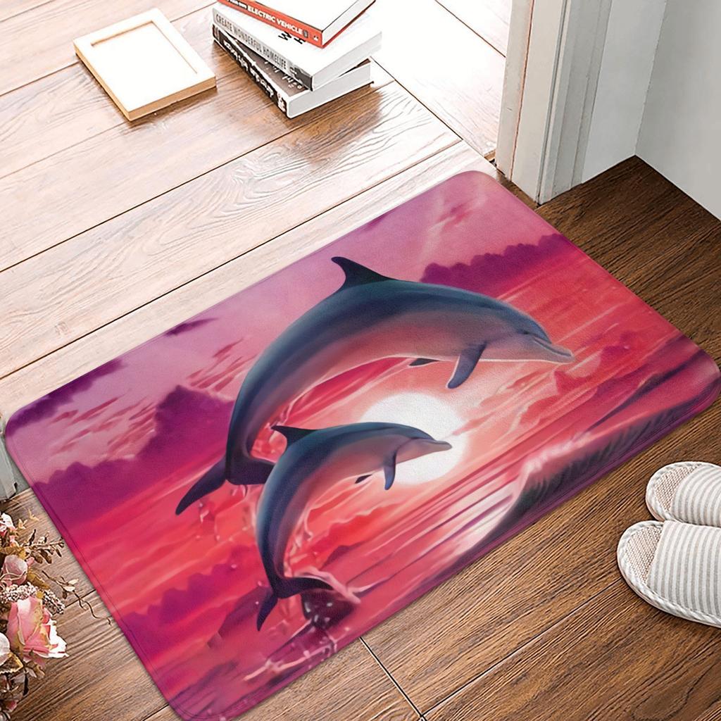 Meeresbewohner Delfin Fisch Boden Tür Küche Badezimmer Matte Rutschfest Innen Ozean Tier Fußmatte Garage Eingang Teppich Teppich